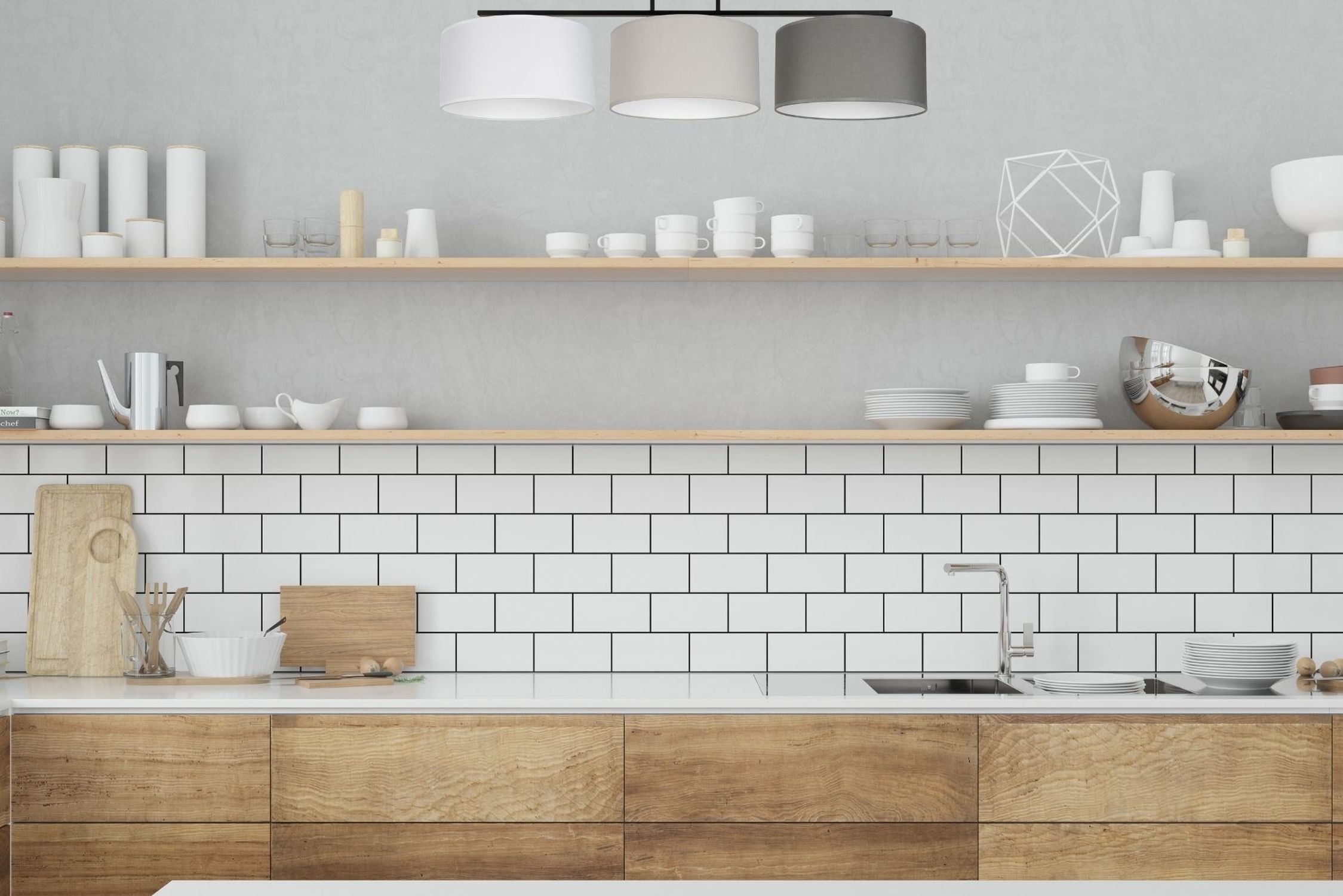 Plafonnier Tissu Blanc Ecru Graphite E27 L:100 cm Drinnen, Innenarchitektur, Wand, Küche, Regal