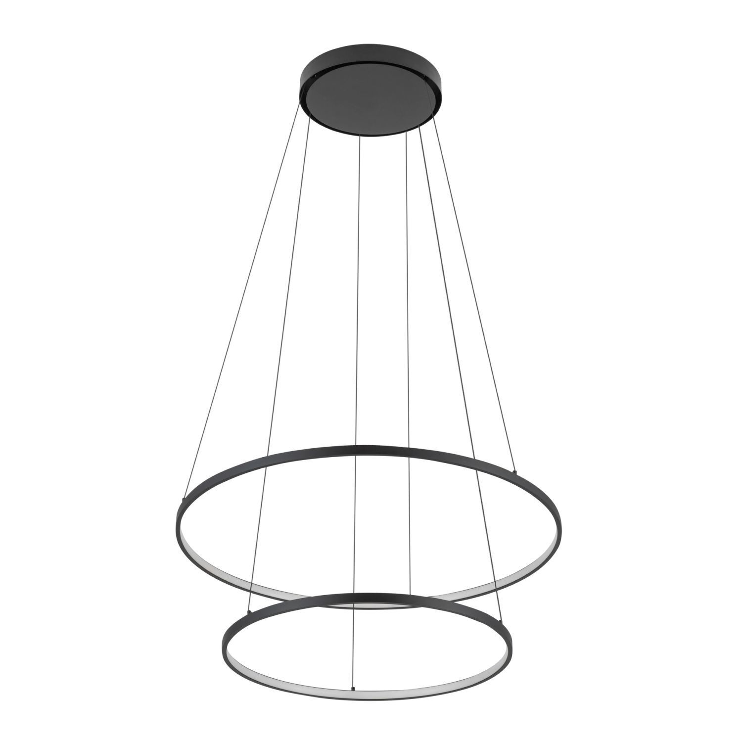 Suspension LED Noir 2 anneaux métal ajustable