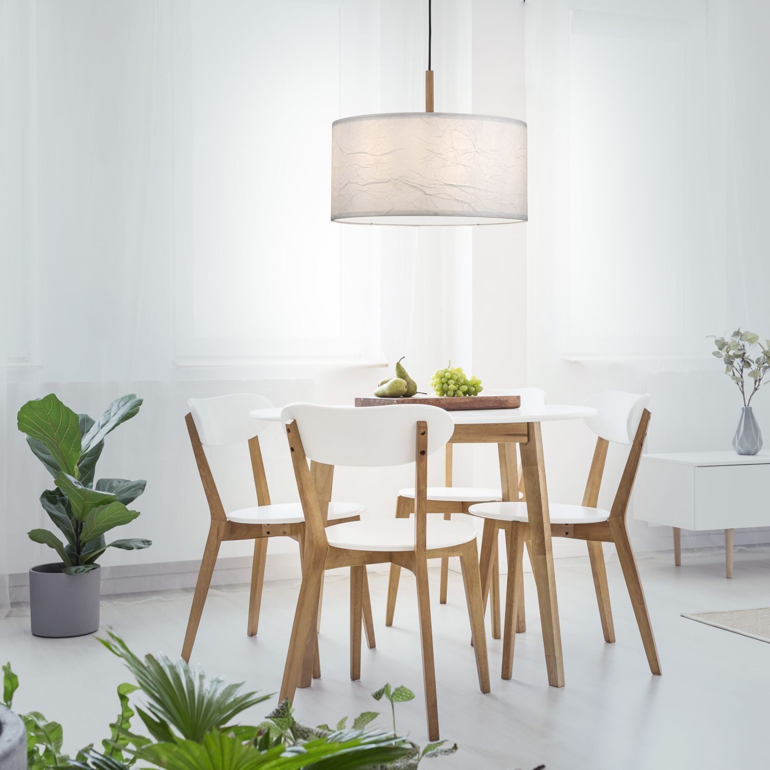 Suspension ronde papier bois E27 Ø44,5 cm confortable Esstisch, Tisch, Esszimmer, Innenarchitektur, Lampe