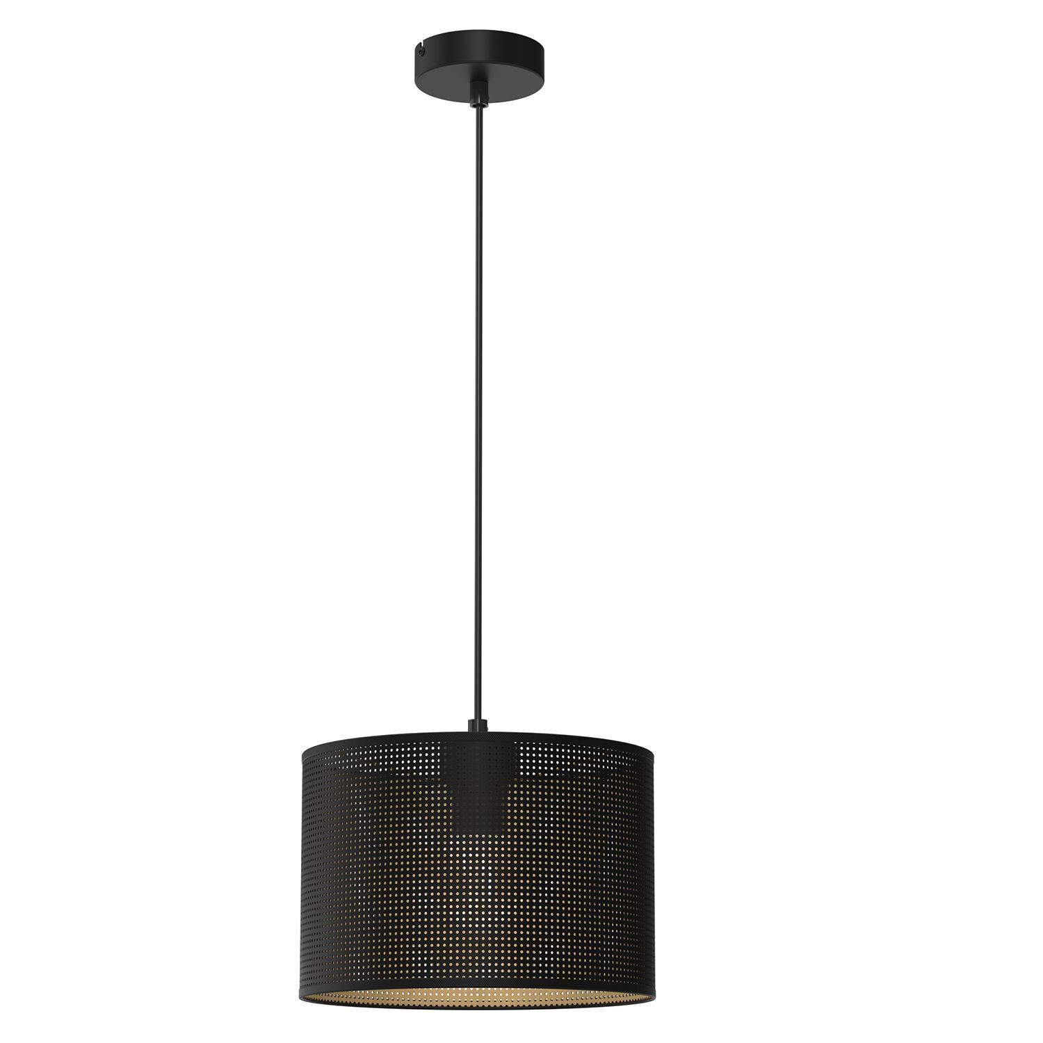 Lampe à suspendre métal noir or Ø25 cm rond E27 Loft