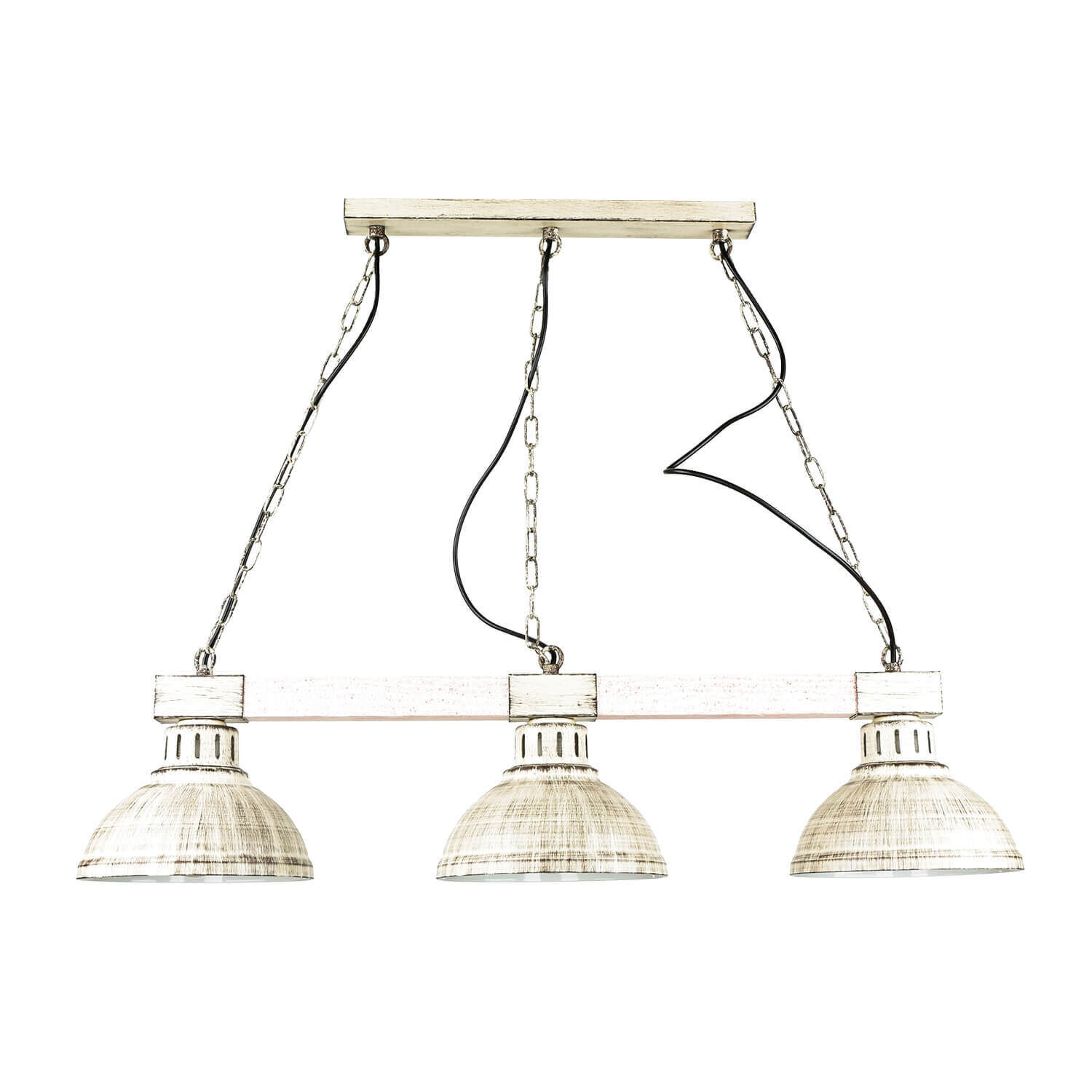 Suspension vintage 3-flmg E27 Shabby blanc HAKON