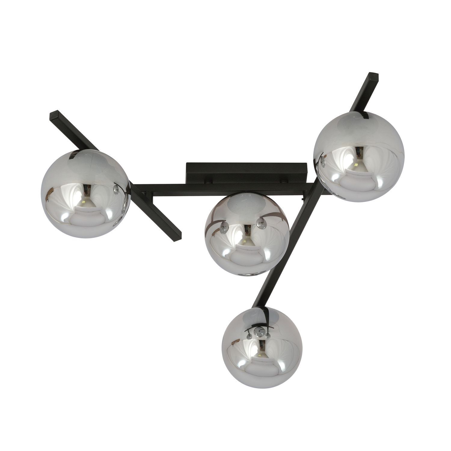 Lampe de plafond verre fumé métal 63 cm de long E14 4 flammes