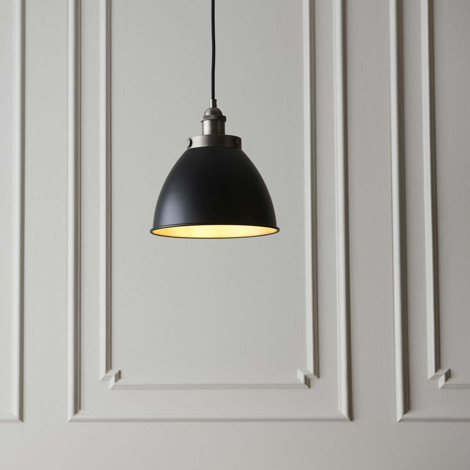 Suspension E27 noir étain antique Ø 23,5 cm métal vintage