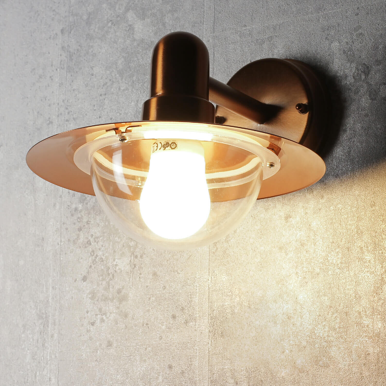 Stilvolle Wandleuchte Tallinn Wandleuchte, Wandleuchten-Glübirne, Bronzefarbe, Glaskuppel, LED-Lampe