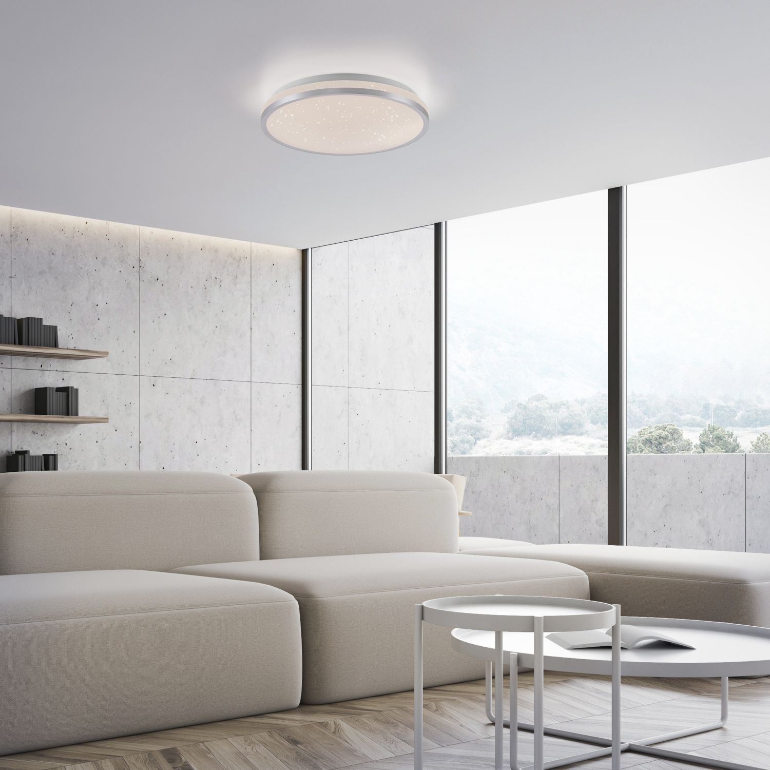 Plafonnier LED Ciel étoilé argent 1380 lm dimmable