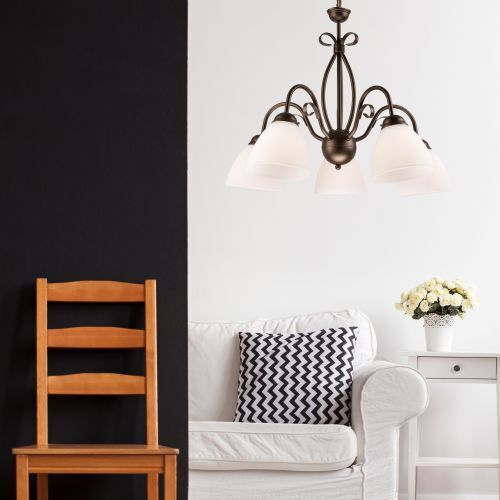 Lampe à suspendre brune Métal 5-flmg Rustique Table à manger
