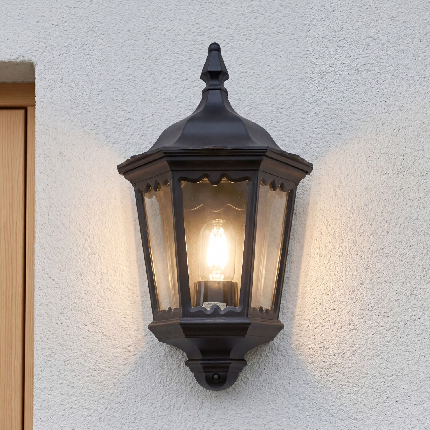 aussen-wandleuchte-aussenlampe-carter-1-flammig-schwarz-rustikal-vintage-08 außenleuchte, Laterne, Wandleuchte, Glasverkleidung, Lampe