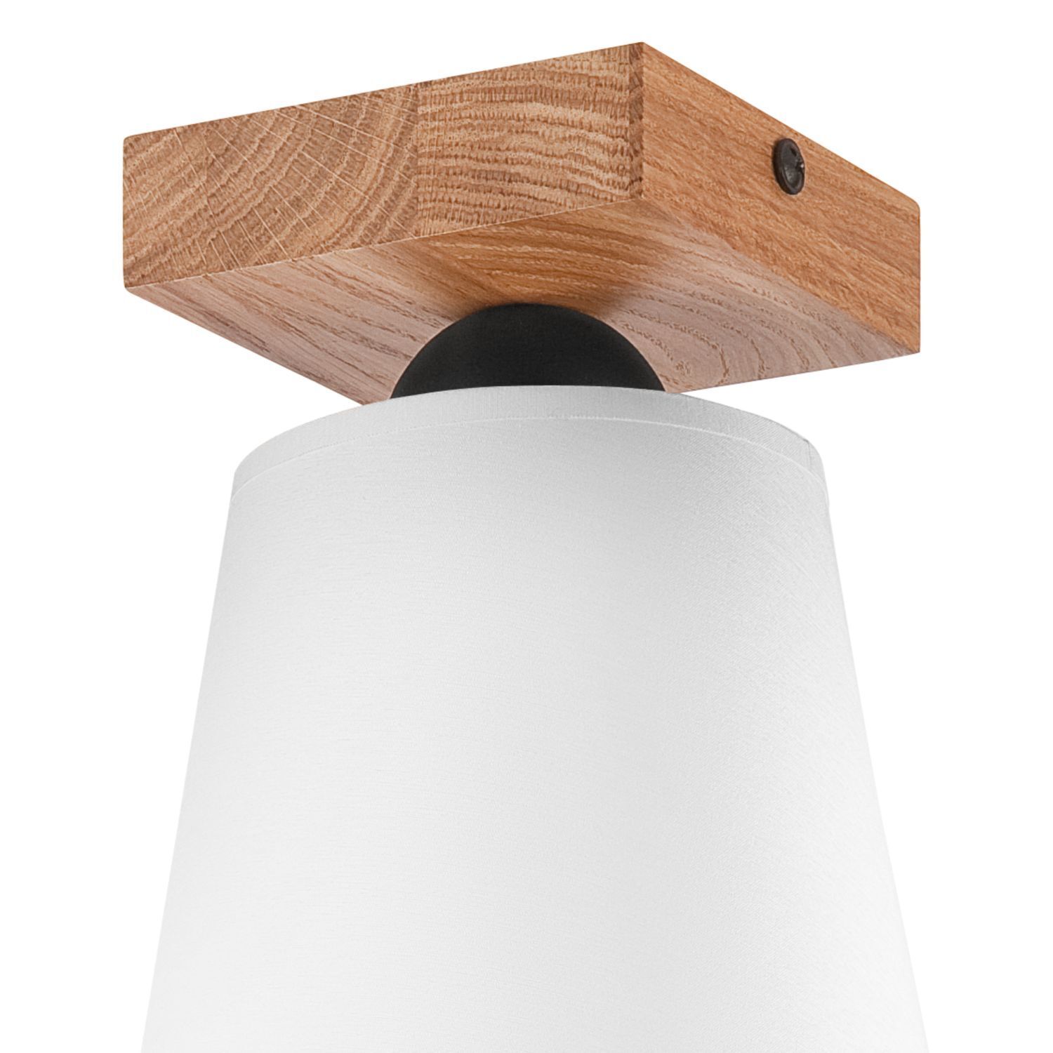 Plafonnier Blanc Ø 15 cm H : 21 cm petit tissu bois Moderne Lampe