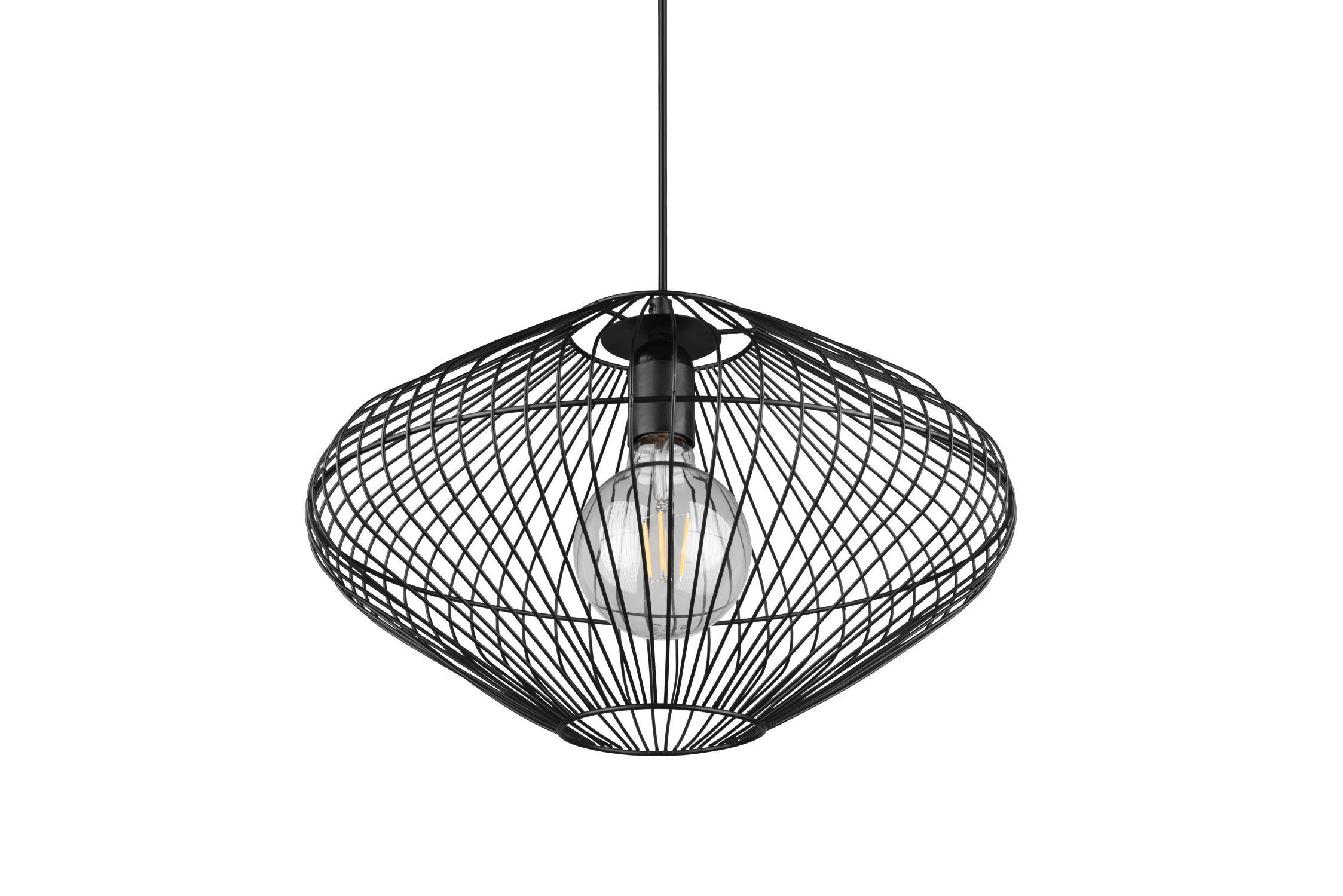 Lampe à suspendre noire Abat-jour filaire Métal E27 Ø38 cm Rétro