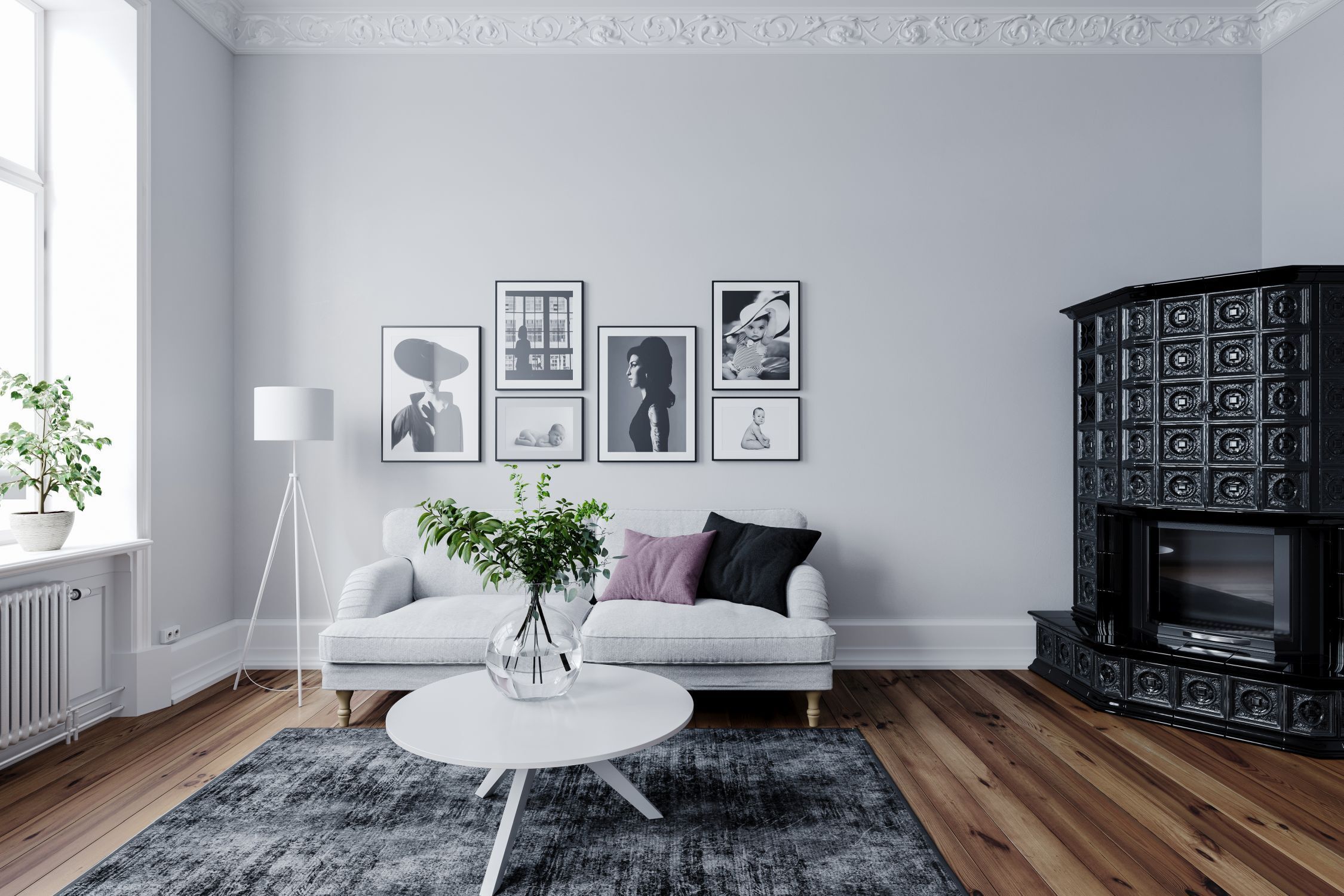Stehleuchte Metall Stoff 145 cm hoch Tripod Weiß E27 wohnzimmer, sofa, bilderserie, kaminofen, boden