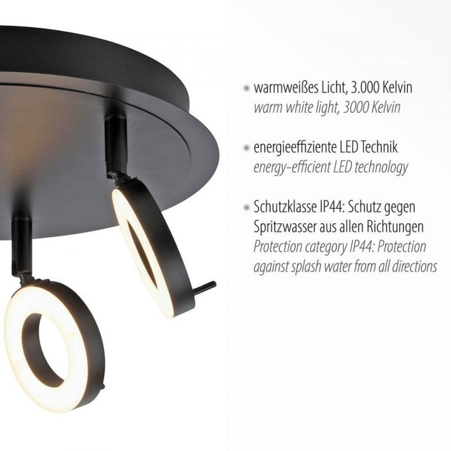 Beweglicher LED Deckenstrahler Anthrazit IP44 Ø33,5 cm Beleuchtung, Deckenleuchte