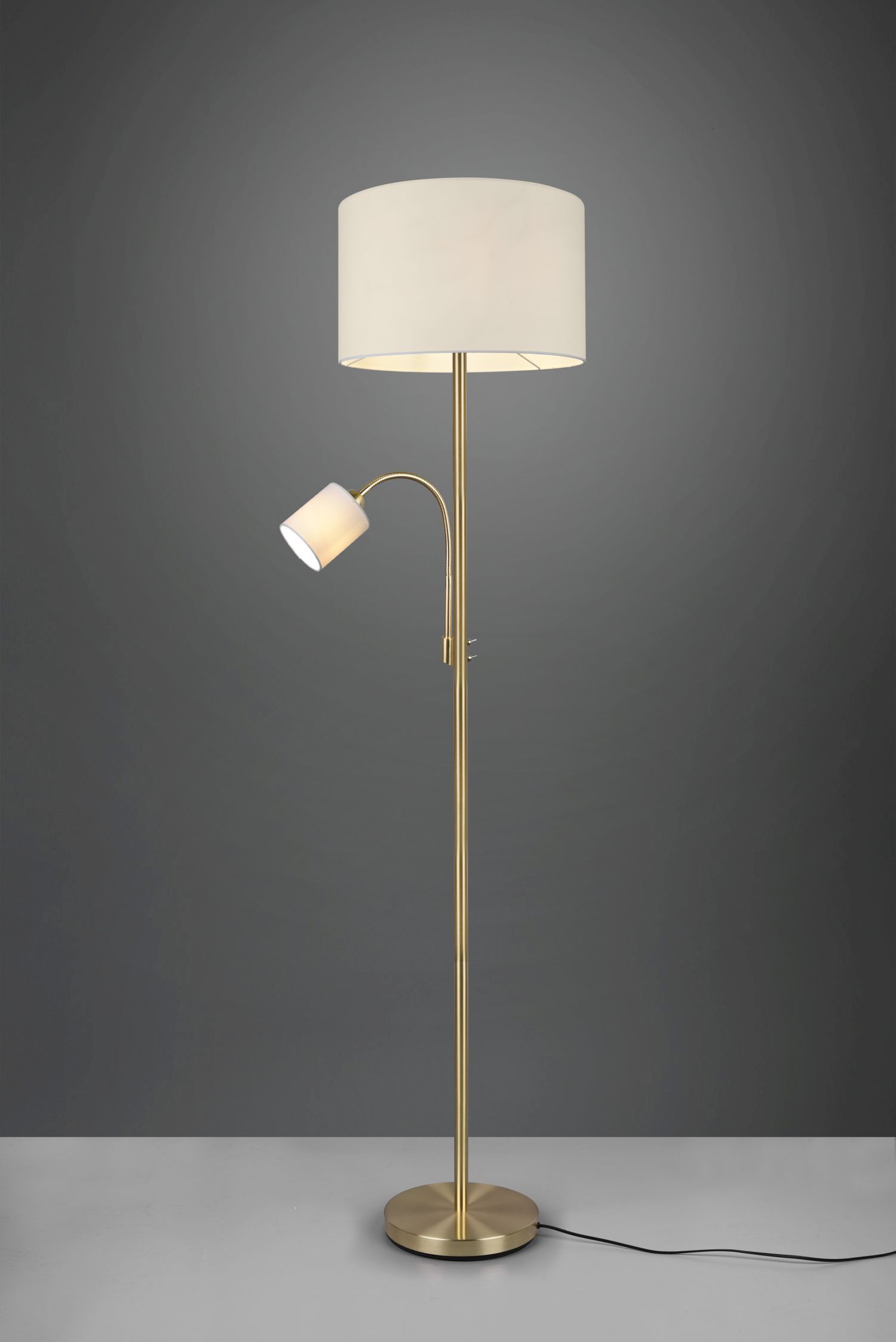 Stehleuchte Stoffschirme 170 cm E27 E14 Messing Creme Lampe