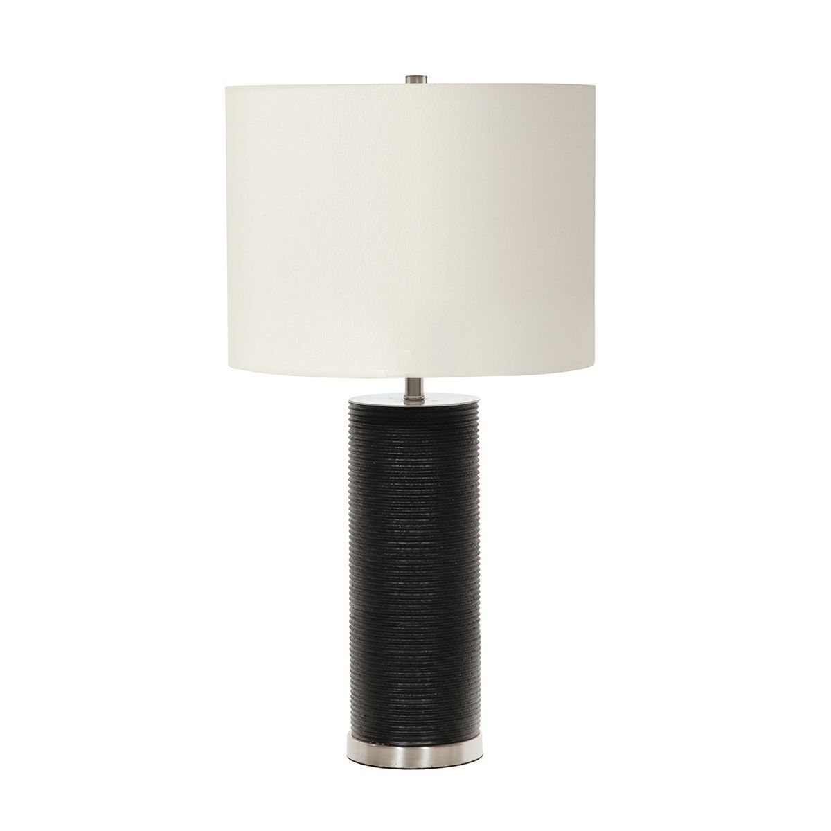 Lampe de table 65 cm Noir Blanc E27 Tissu Porcelaine