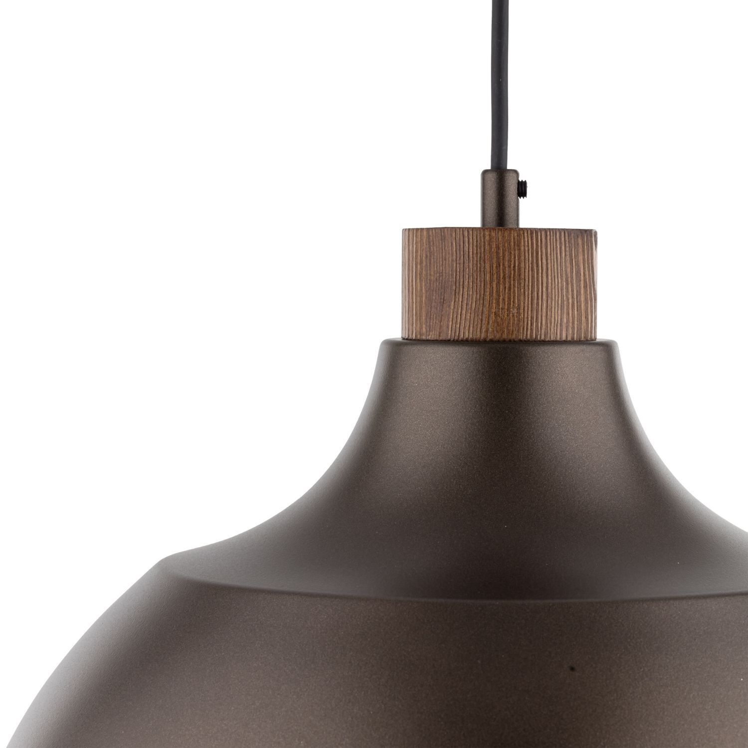 Suspension Marron Métal Bois D : 34 cm rond E27 Retro Lampe, Rauchrohr