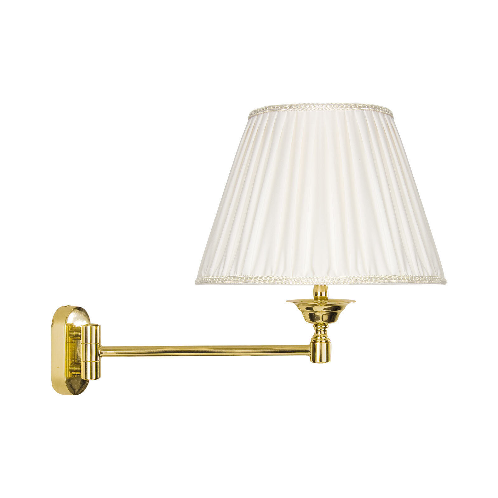 Wandleuchte schwenkbar E14 Messing Stoff Klassisch elegant Lampe, Lampenschirm, Tischlampe