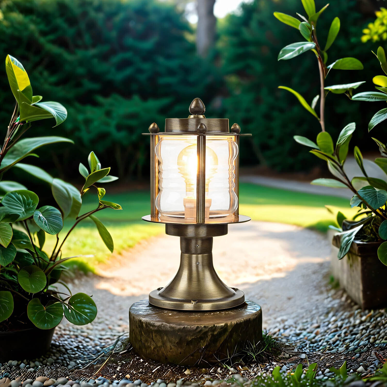 Lampe d'extérieur antique Lampe de socle MYKO laiton véritable Lampe, Pflanze, Straße