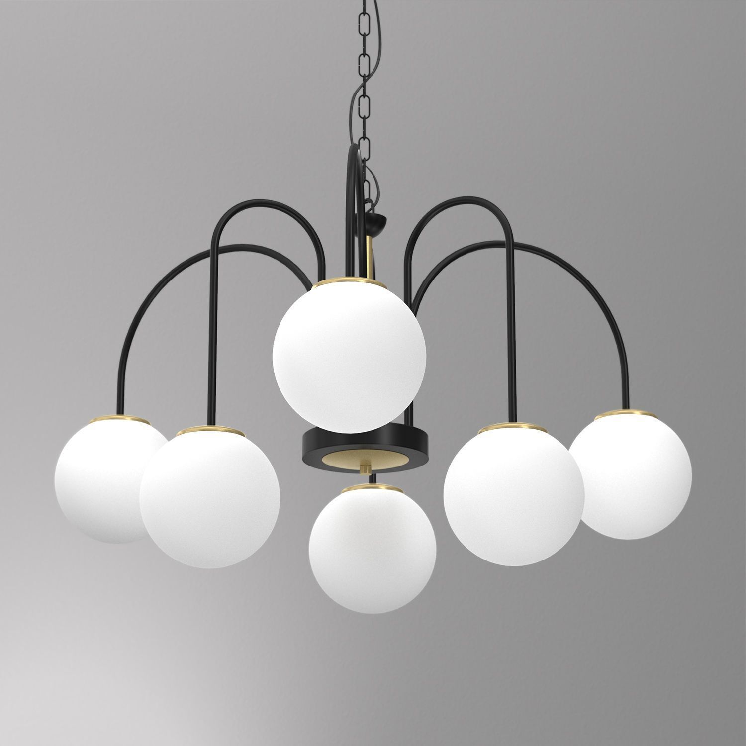 Suspension ronde en laiton noir blanc E14 Ø65 cm