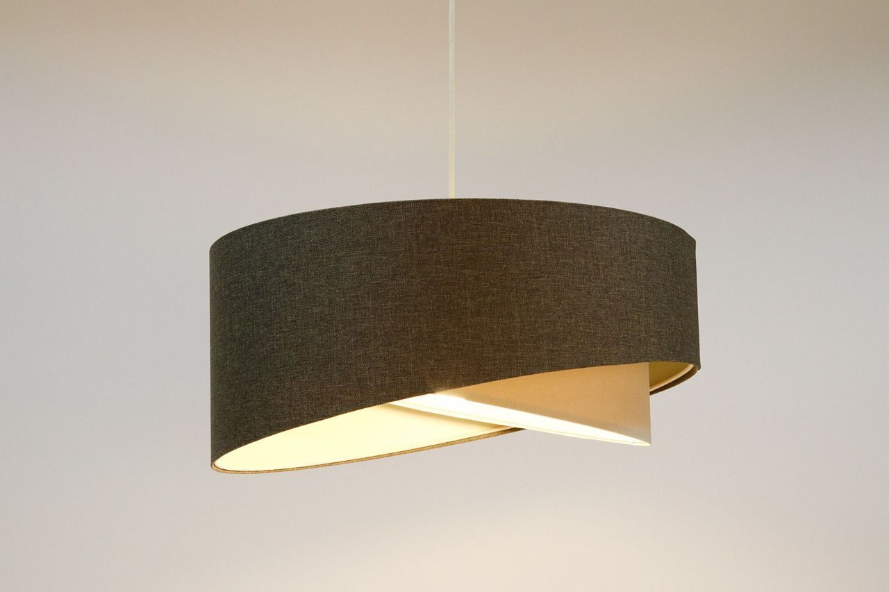 Suspension Gris Crème E27 ronde D : 45 cm Abat-jour en tissu Lampe, Deckenleuchte