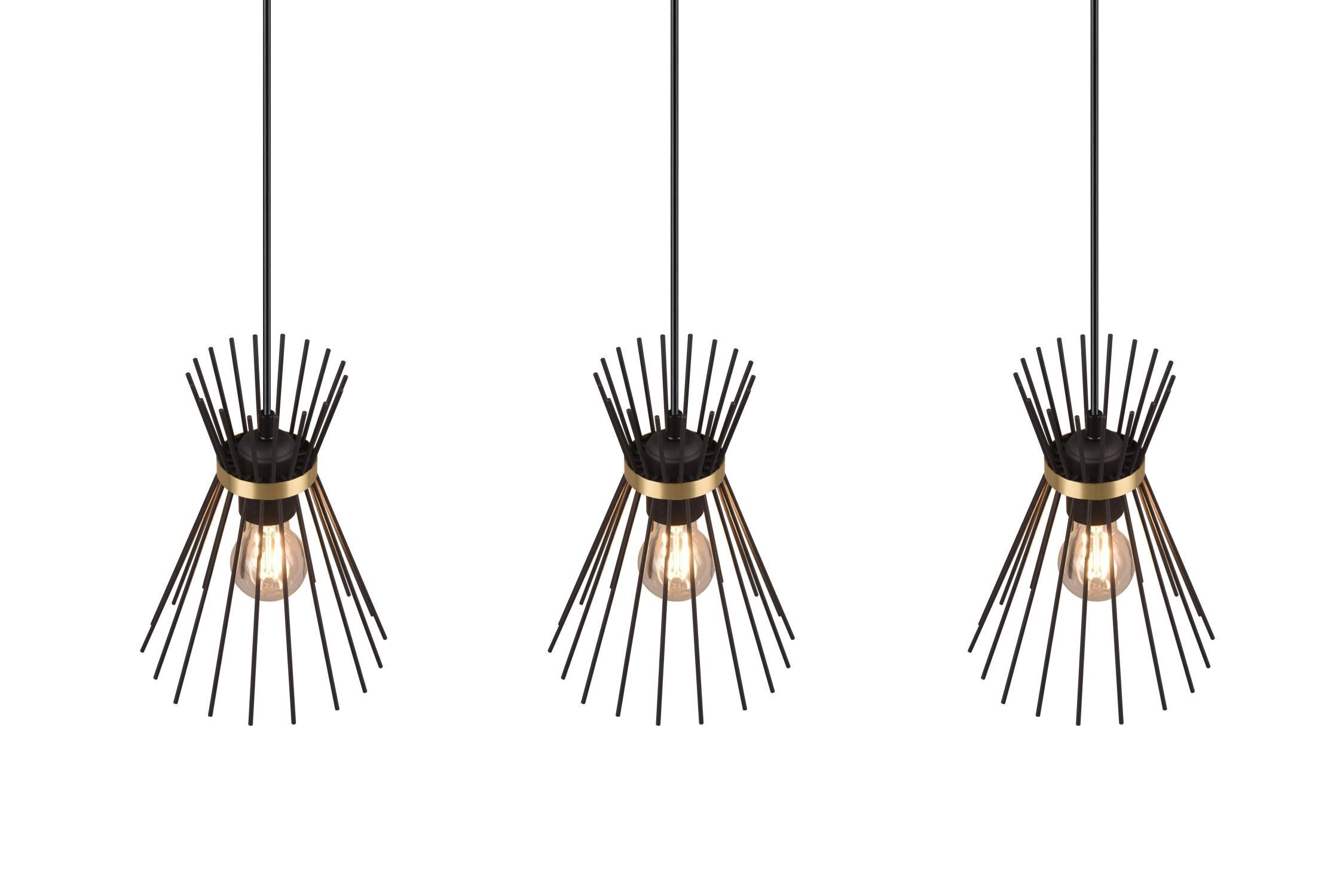 Dekorative Pendelleuchte Schwarz Gold E27 82 cm lang Leuchter, Lampe, Leuchte