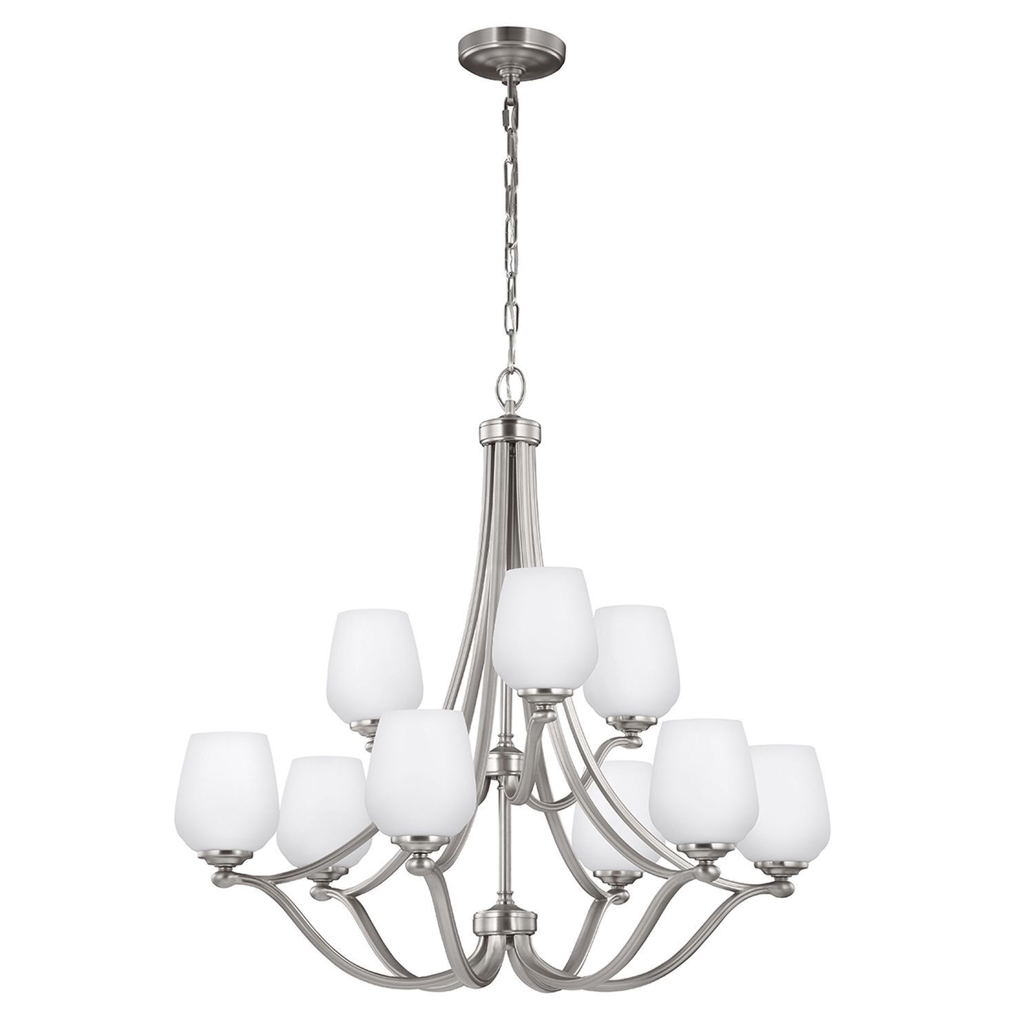 Lustre grand verre Abat-jour métal blanc nickel XISTA