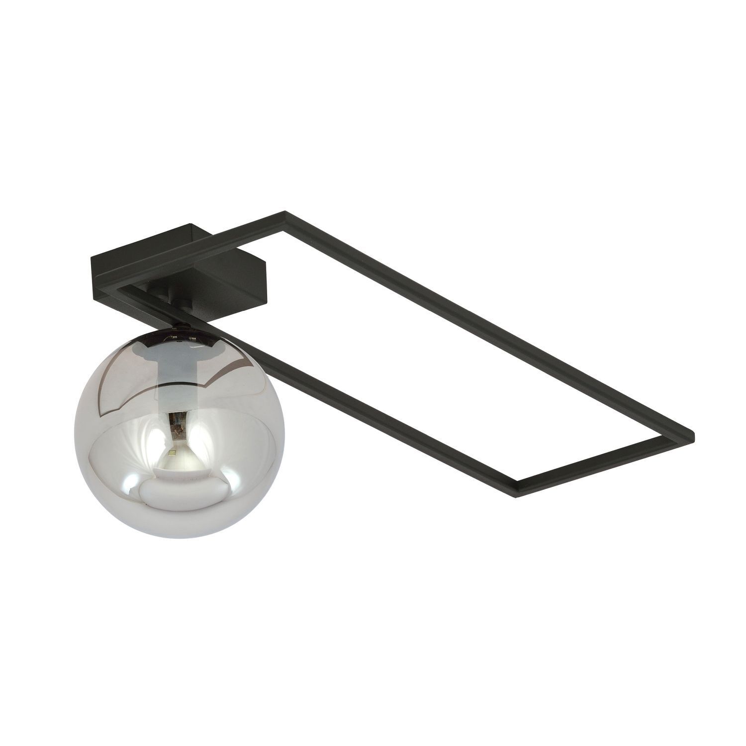 Plafonnier Noir Gris E14 50 cm Abat-jour sphérique Verre Métal