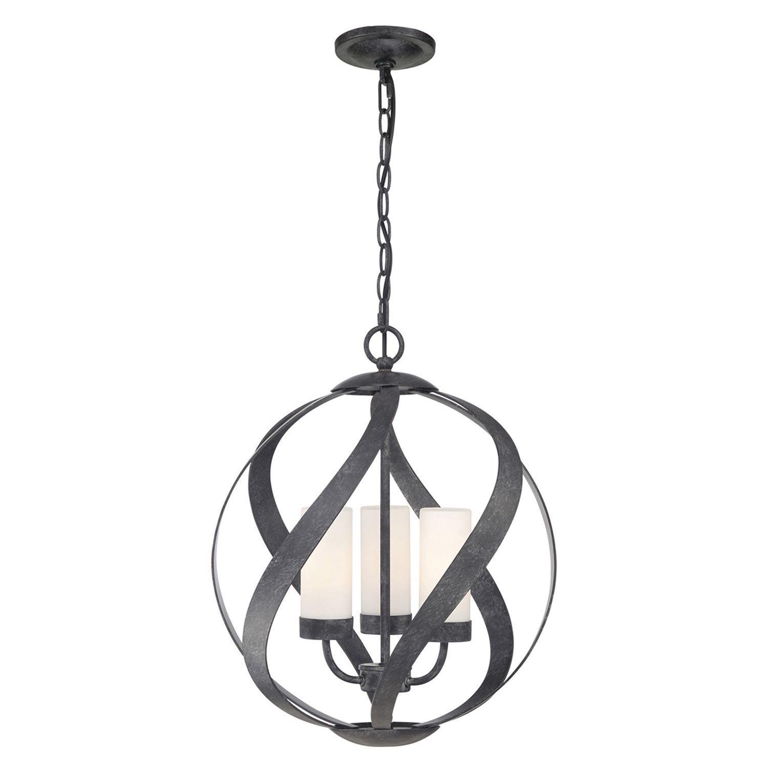 Suspension extérieure métal verre 3x E14 IP44 Ø 41 cm