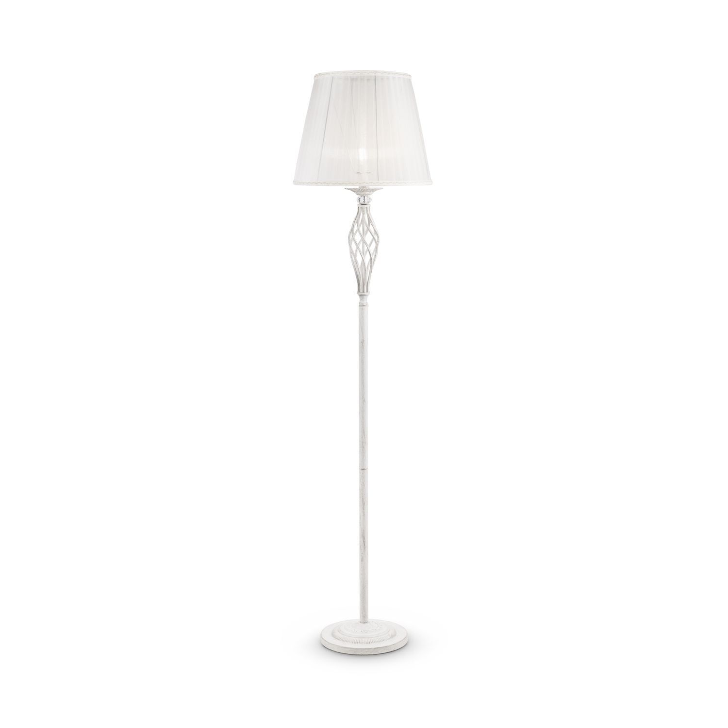 Lampadaire métal tissu 165 cm en shabby blanc or blanc Lampe, Lampenschirm