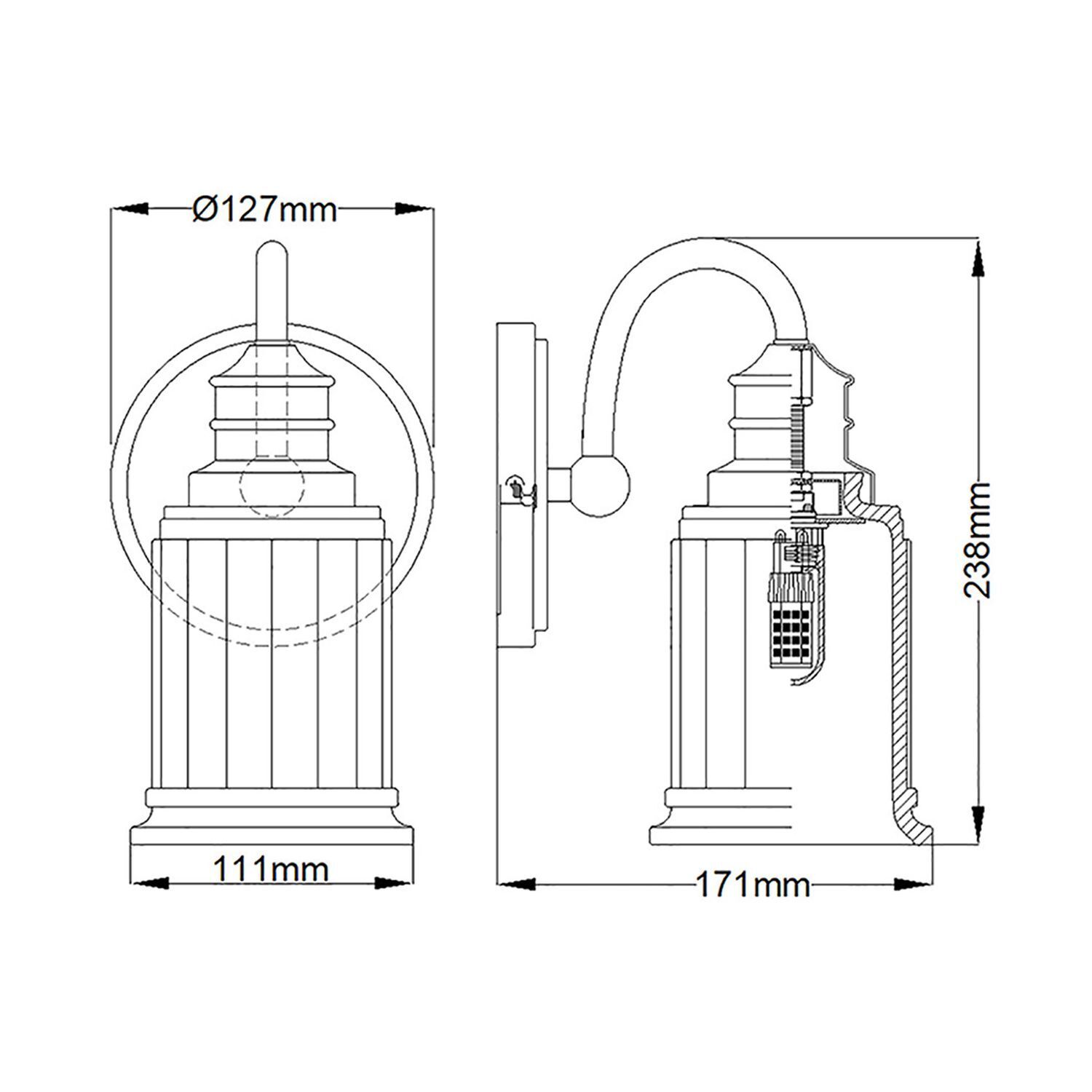 Luminaire de salle de bain mural avec LED G9 IP44 23,7 cm de haut Diagramm, Handlung, CAD-Diagramm