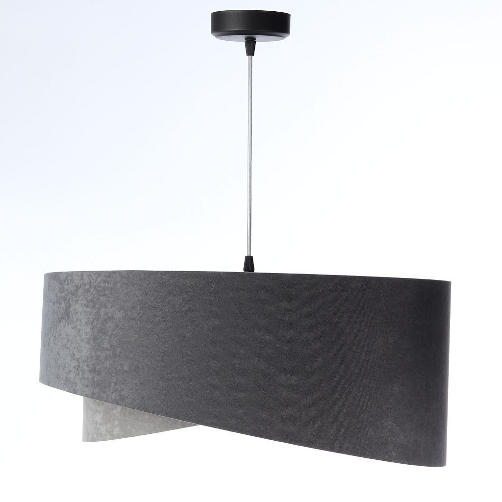 Suspension ronde D : 50 cm Gris Or E27 Abat-jour en tissu Lampe