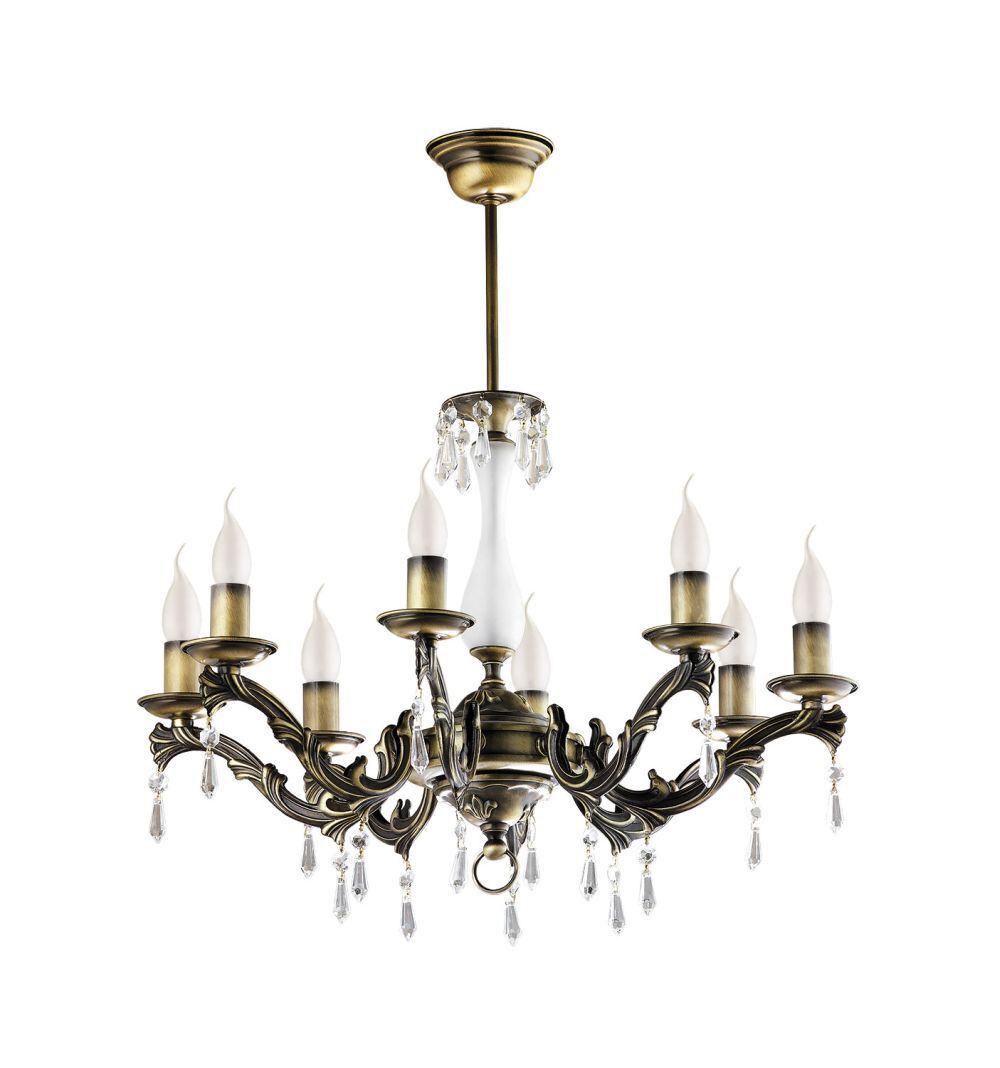 Lustre en laiton antique cristal 8xE14 TERRI