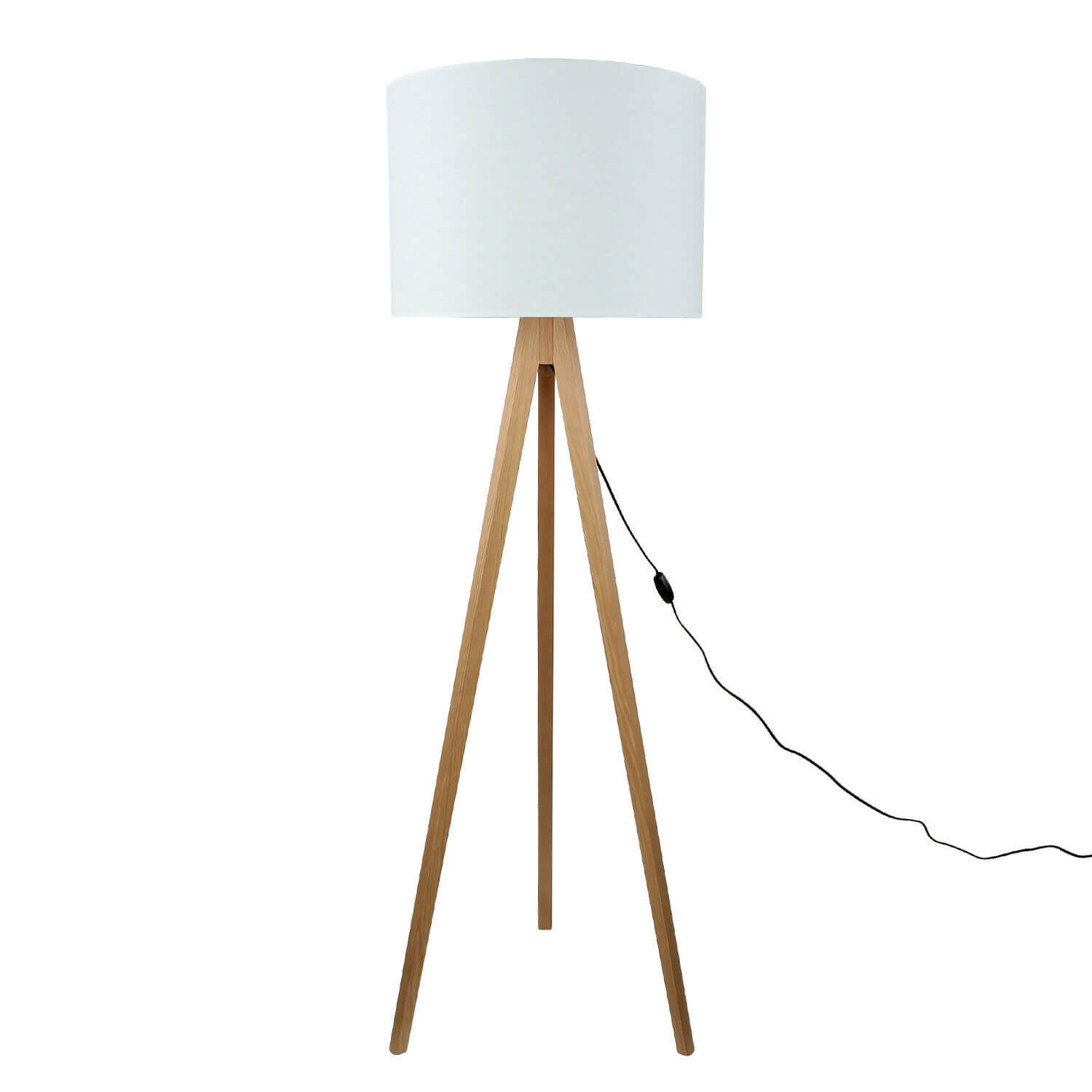 Lampadaire petit 145 cm trépied E27 tissu bois salon Lampe, Stativ