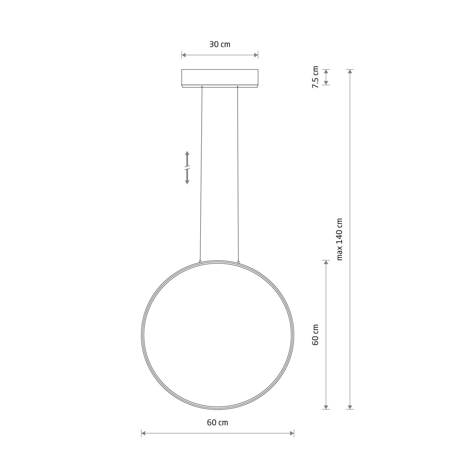 Ring Lampe LED suspendue Noir 4000 K 700 lm Ø 60 cm