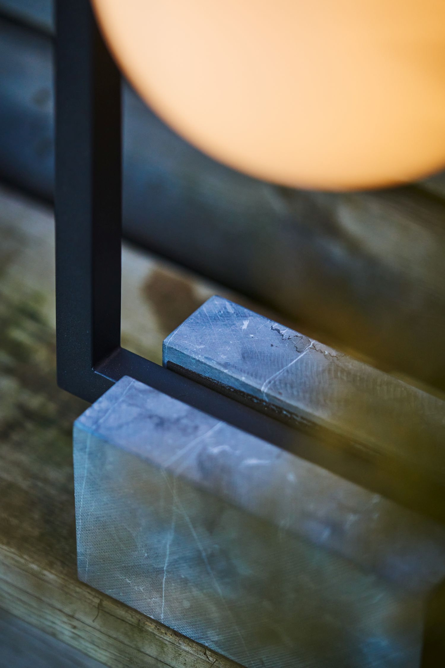 Tischleuchte außen Marmorsockel 52 cm hoch E27 IP44 Metall, Stahl, Lampe, Tischlampe, Elektrisch