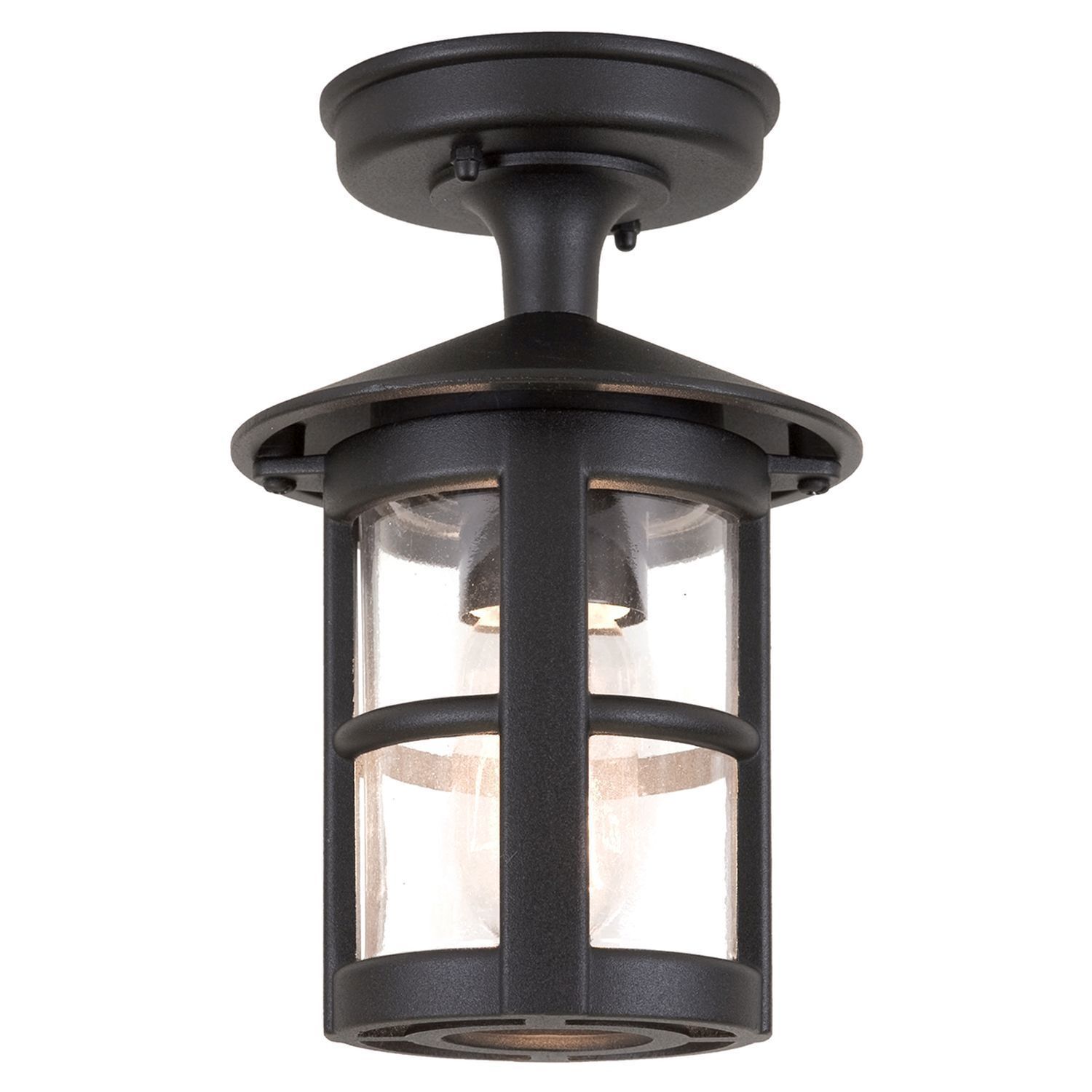 Plafonnier extérieur Noir Rustique rond IP43