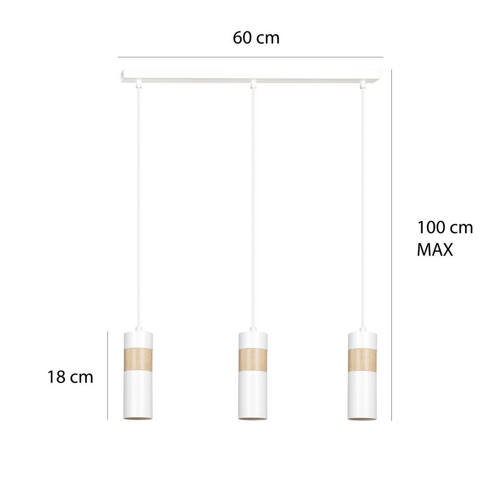 Lampe suspendue table à manger salon blanc métal bois