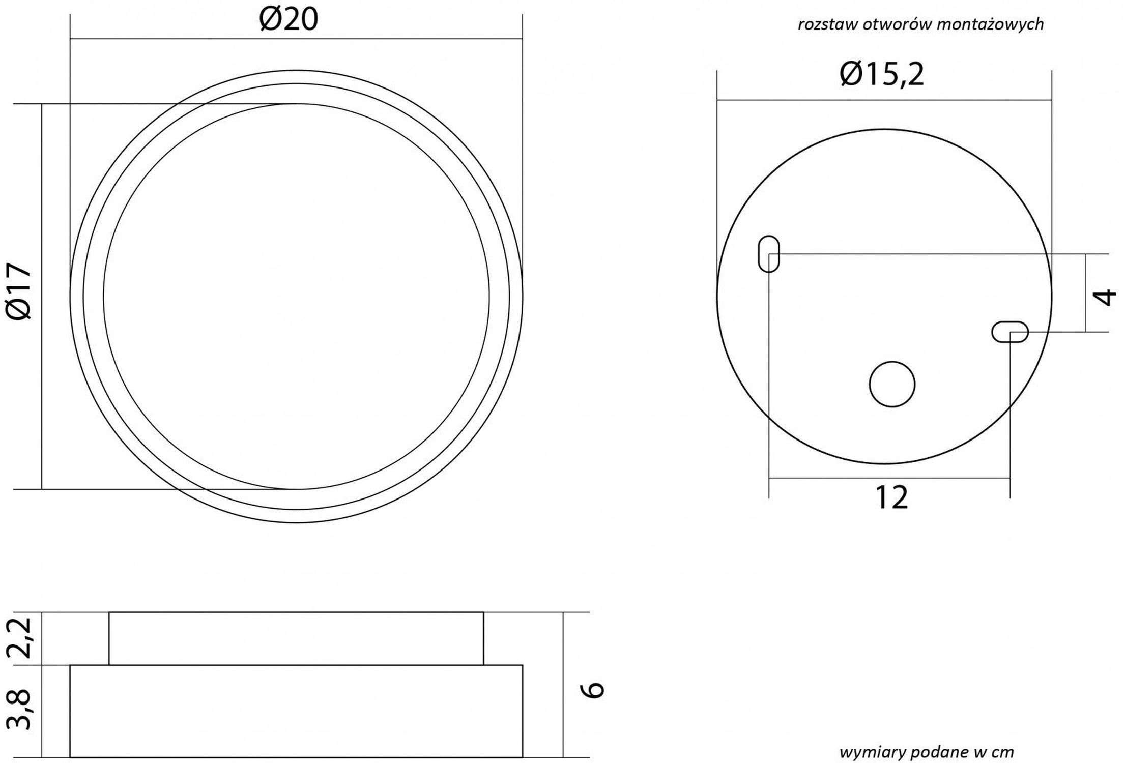 Applique LED ronde aluminium IP65 18 W 4000 K Ø20 cm Diagramm, Handlung, Oval