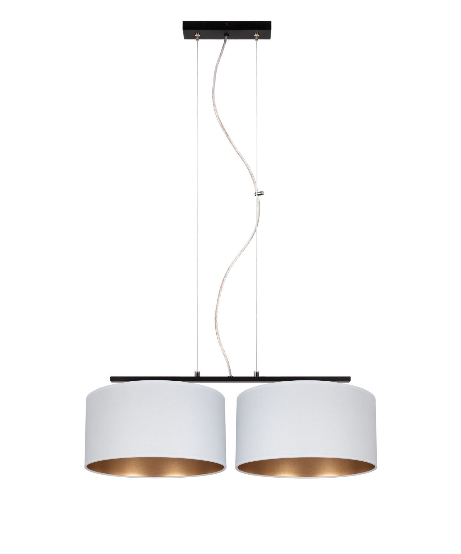 Hängelampe, Doppel-Schirm, weiße Lampenschirme, Kupferinnenraum, Deckenleuchte