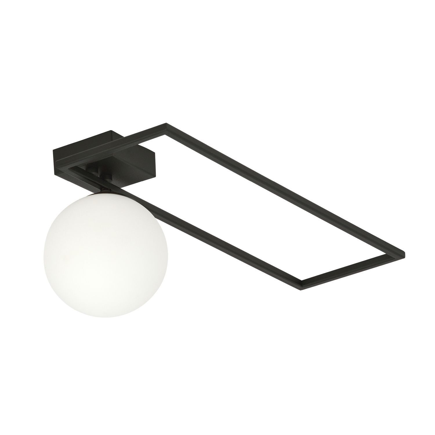 Plafonnier Métal Verre L : 50 cm Noir Blanc E14 Moderne
