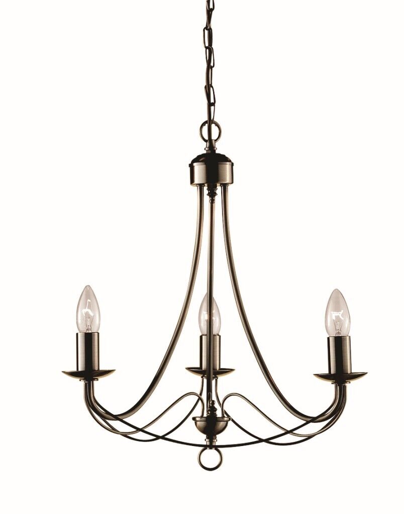 Lustre en laiton antique 3-flmg.