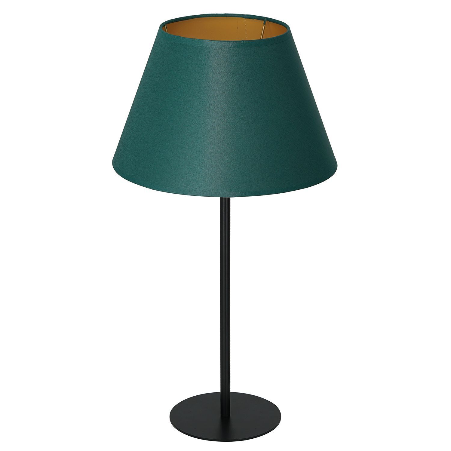 Lampe de chevet tissu métal 56 cm pétrole or conique