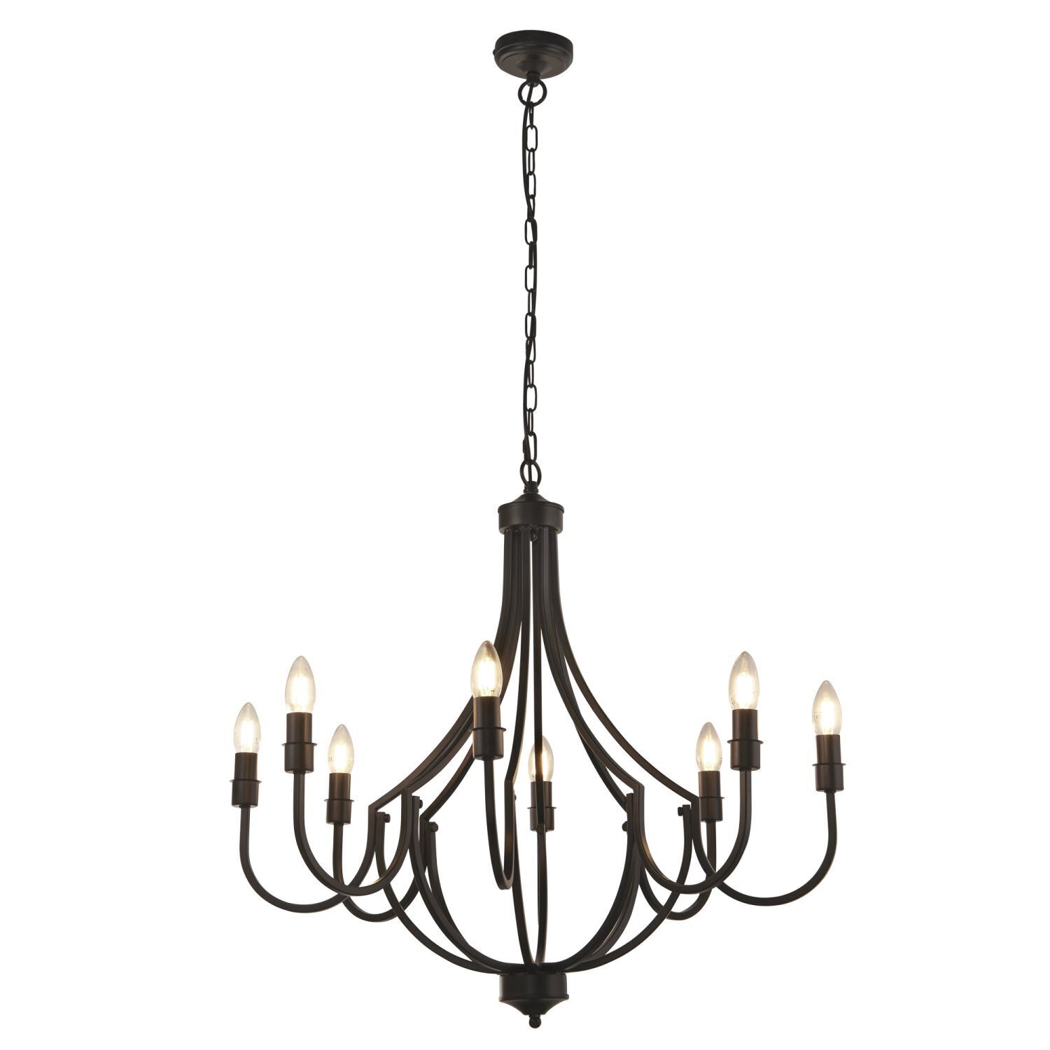 Lustre métal Ø 75 cm 8 flammes E14 Noir Rustique