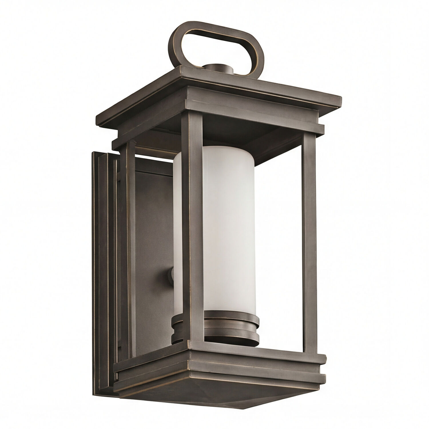 Wandleuchte, Außenleuchte, Bronzefarben, Metallrahmen, Glasschirm