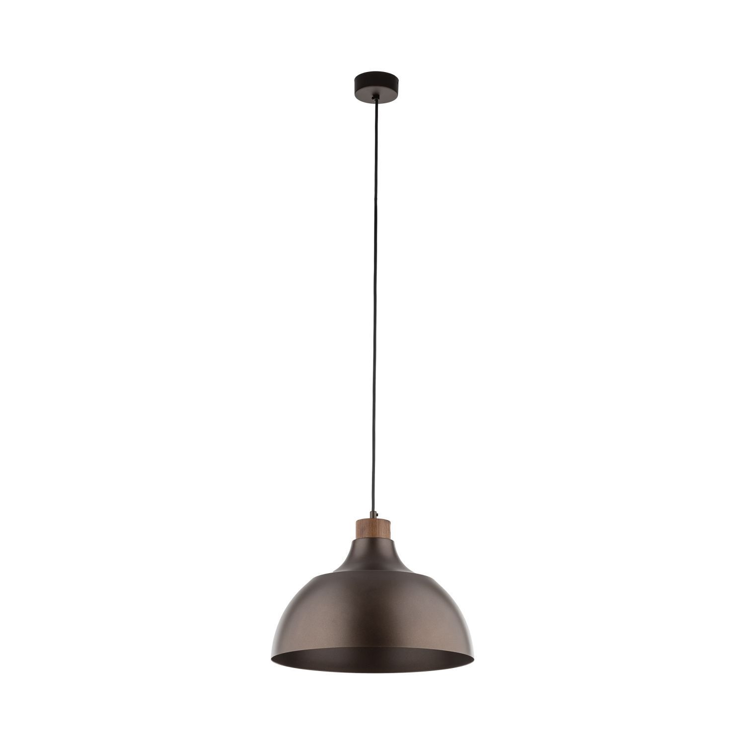 Suspension Marron Métal Bois D : 34 cm rond E27 Retro