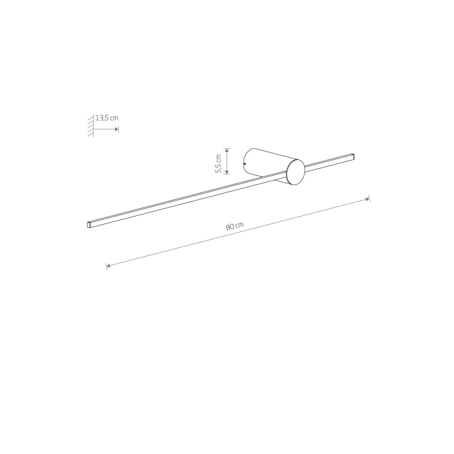 Applique LED noire 4000 K indirecte 80 cm de haut Métal
