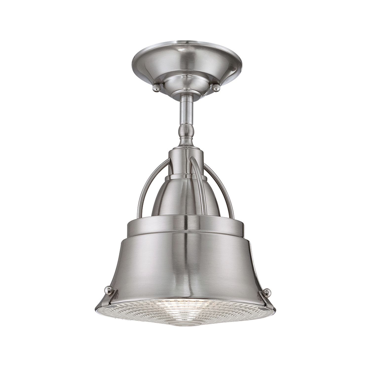 Lampe de plafonnier industriel métal verre en nickel DEBIELA