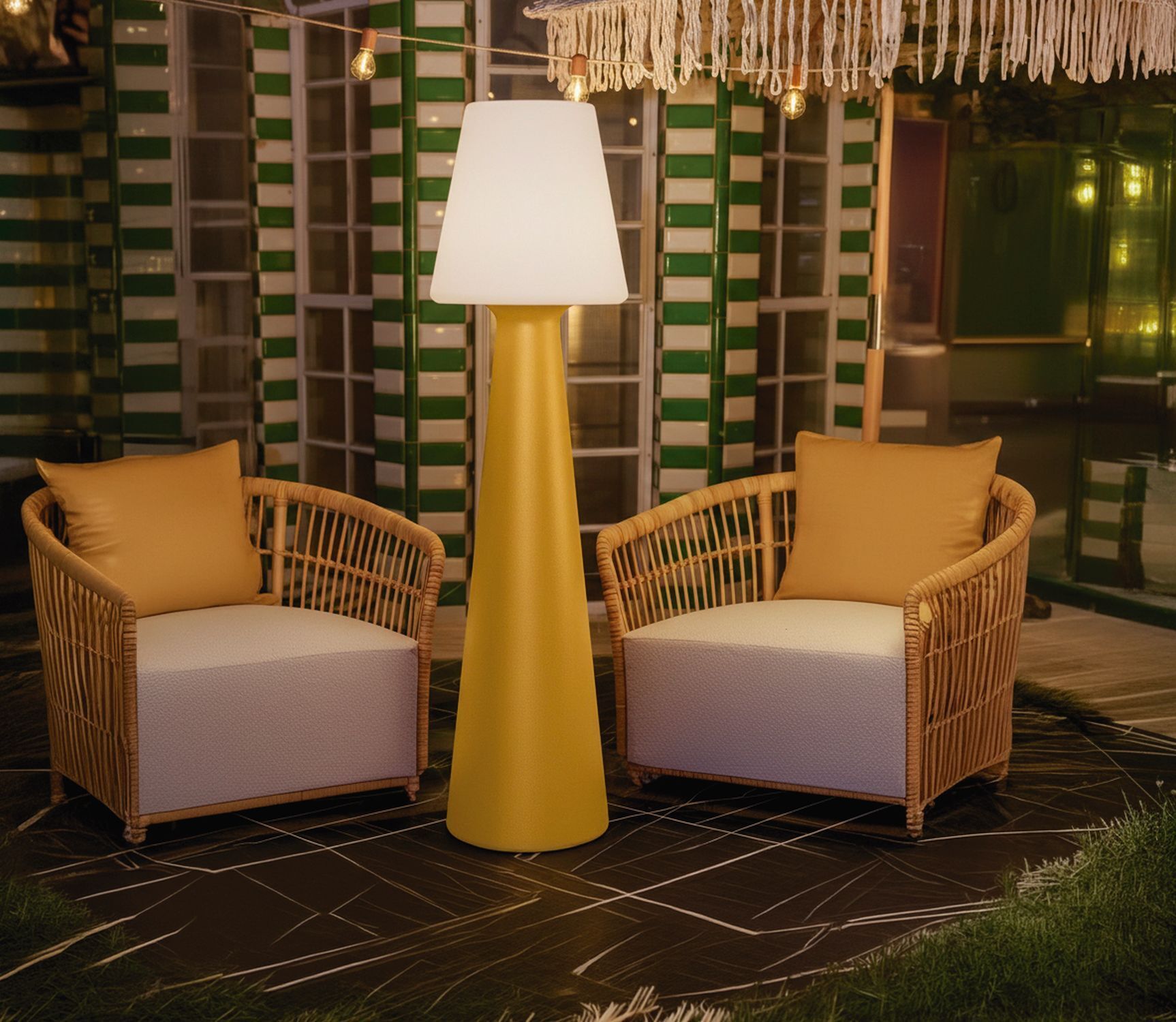 LED Akku Stehleuchte dimmbar IP65 3000-6500 K Senfgelb