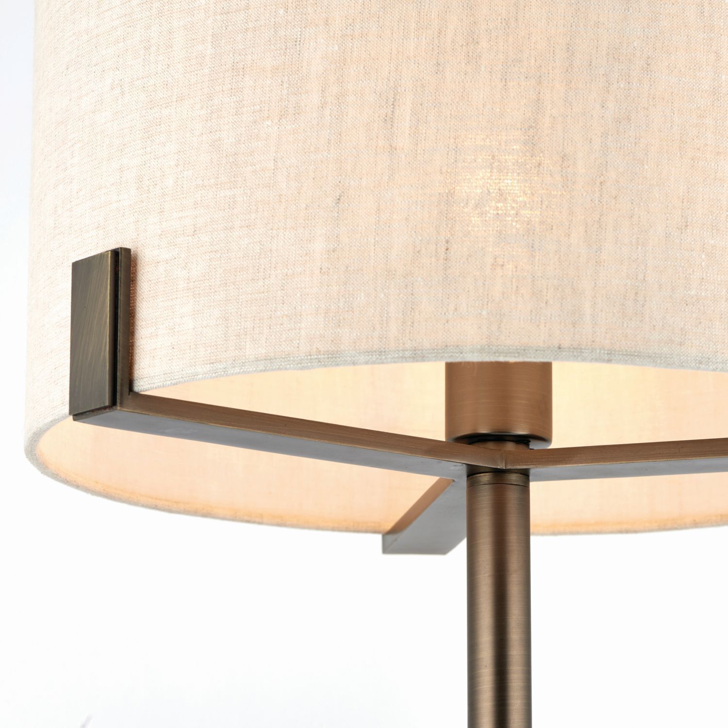 Lampe de table métal tissu 59 cm en bronze blanc Moderne