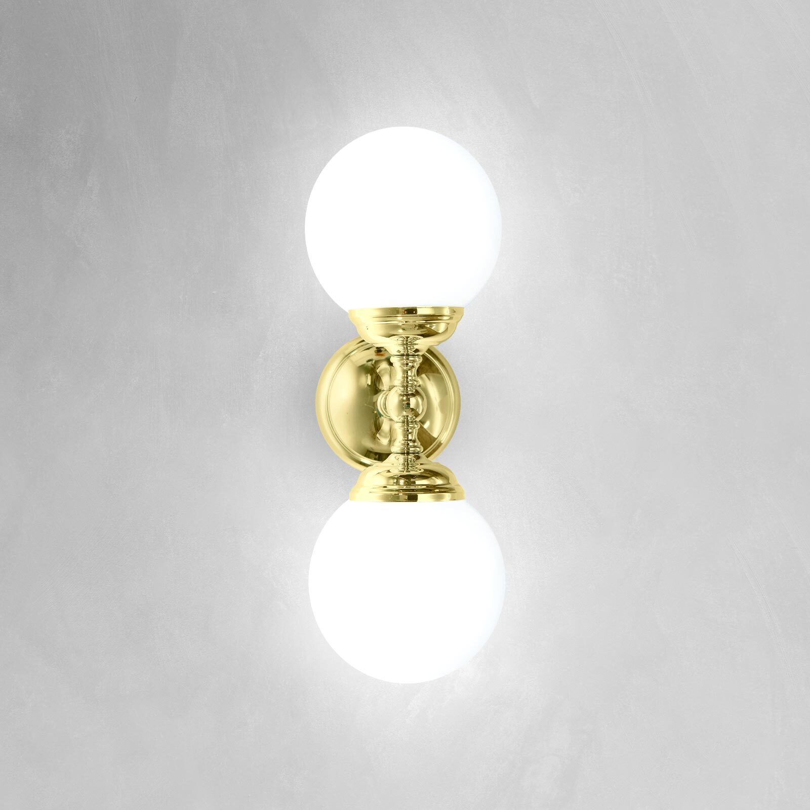 Applique salle de bain H : 36 c, 2 flammes E14 verre laiton