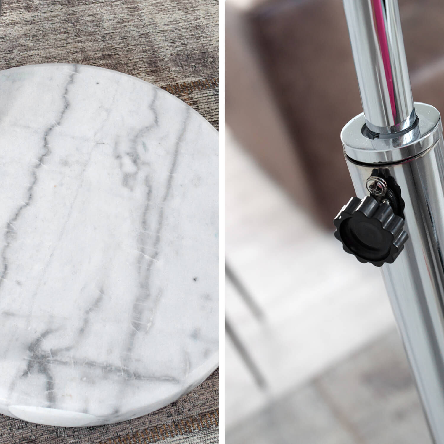 Lampadaire Abat-jour blanc 170cm Lampe Salon Marmor