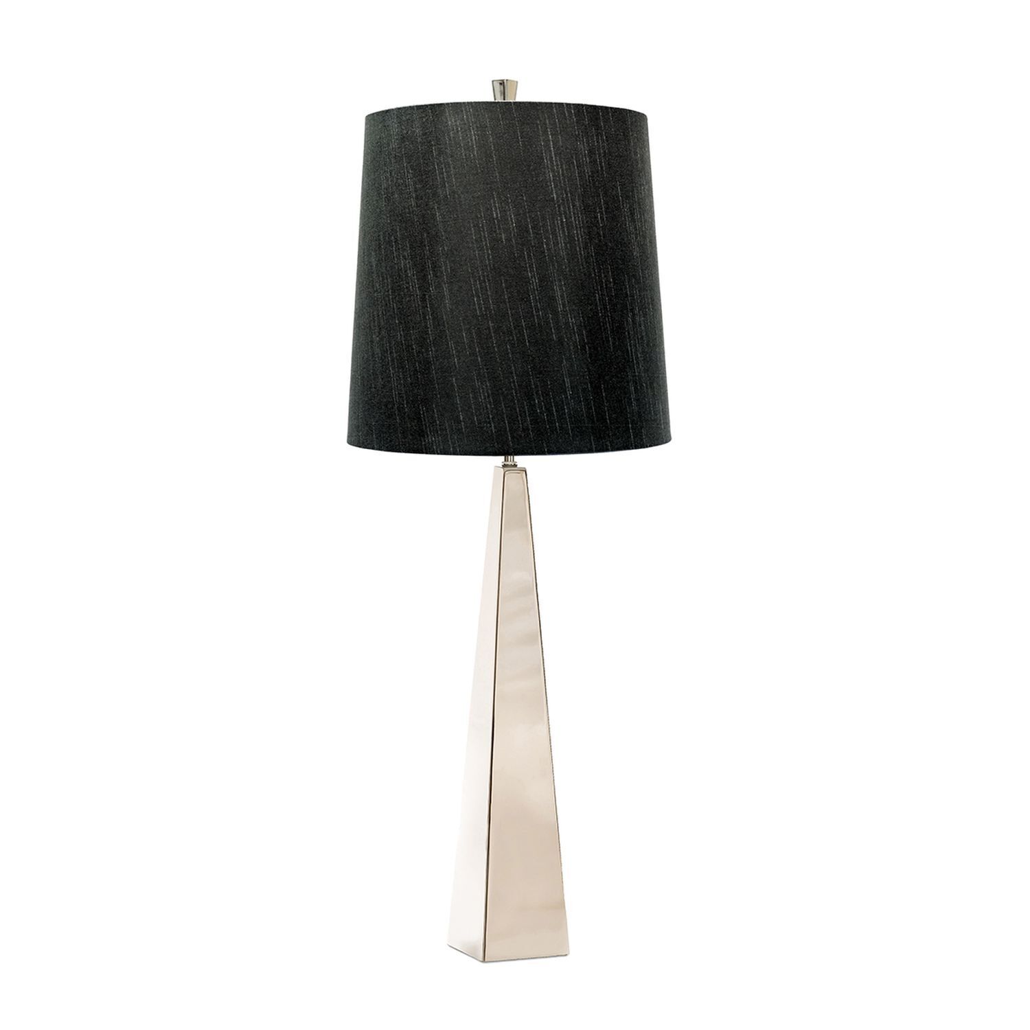Tischleuchte groß 79 cm hoch E27 Modern Metall Stoff Tischlampe, Schwarz, Metall, Kegelform, Schirmlampe